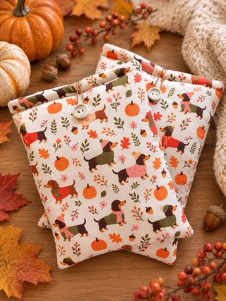 Funda para libro con diseño de otoño y perritos