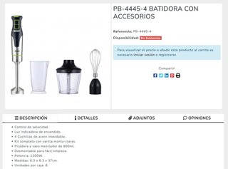 Batidora de Mano PB-4445-4 con Accesorios
