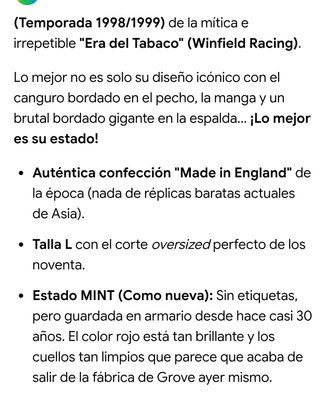 Chaqueta Fórmula 1 Winfield Roja