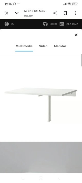 Mesa plegable pared IKEA NORBERG blanca