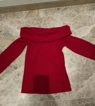 Jersey Stradivarius Cuello Bardot Rojo