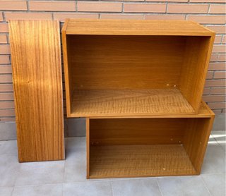 Conjunto de escritorio y estantes de madera maciza