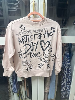 Sudadera Zara rosa Estampada