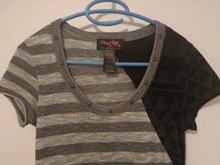Vestido Custo Rayas y Encaje Negro