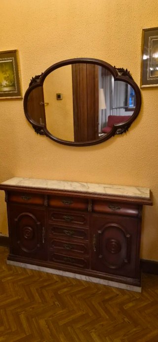 Mueble Recibidor con Espejo Antiguo