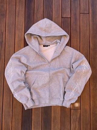 Sudadera con cremallera gris de alta calidad