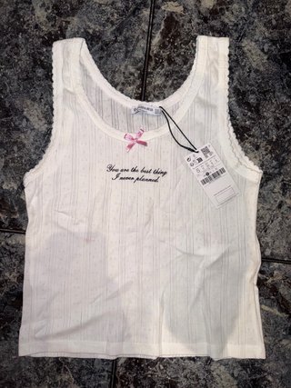 Camiseta Stradivarius Blanca Talla S