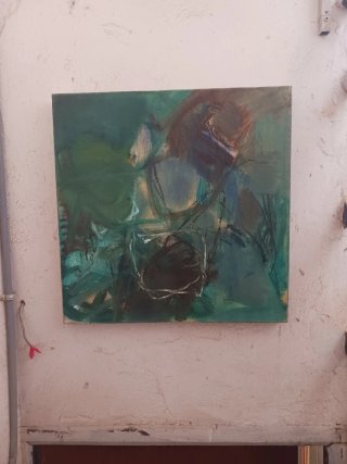 Quadro Astratto Tonalità Verdi