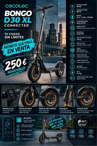Patinete Eléctrico Cecotec Bongo D30 XL