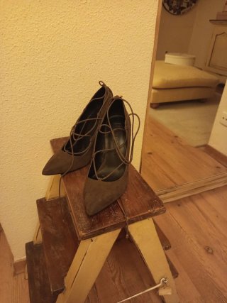 Zapatos de Tacón Verde Caqui