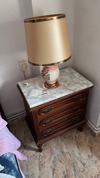 Mesita de noche madera y mármol