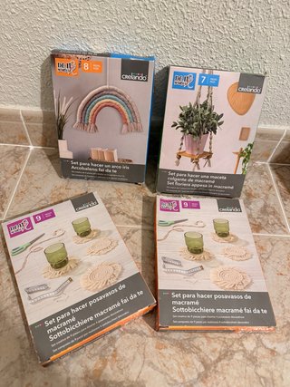 Kits Macramé CrelanDo (Arcoíris, Maceta, Posavasos
