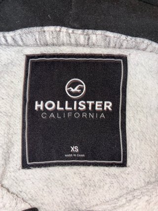 Sudadera Hollister Gris y Blanca Talla XS
