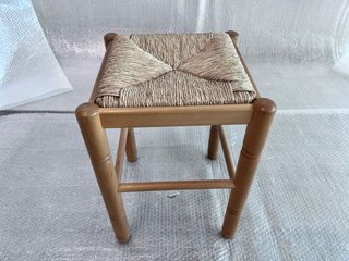Taburete de Cocina de Madera y Mimbre