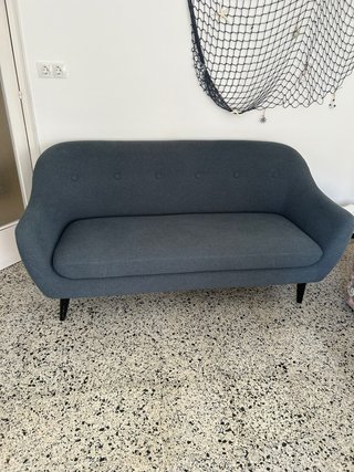 Sofá vintage azul y gris