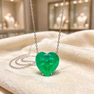 Collar statement corazón nano esmeralda 20 mm