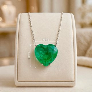 Collar statement corazón nano esmeralda 20 mm