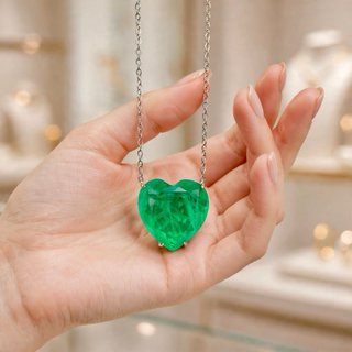 Collar statement corazón nano esmeralda 20 mm