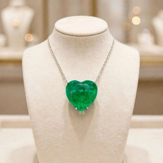 Collar statement corazón nano esmeralda 20 mm