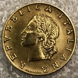 Moneda 20 Liras 1957 R Italia - Rama de Roble
