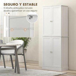 Armario Despensa Cocina 4 Puertas Estantes Blanco