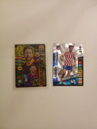 Cartas Adrenalyn XL Messi y Marcos Llorente