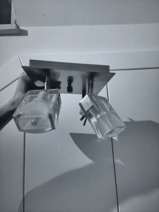 2 Lámparas de techo cristal y metal