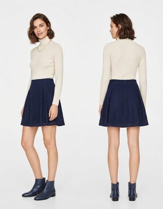 Falda Zara encaje azul marino T36
