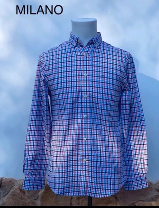 Camisa MILANO cuadros azul y rosa