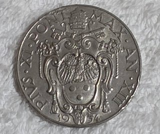 Moneda vaticana de Pio XII 2 LIRE  1934