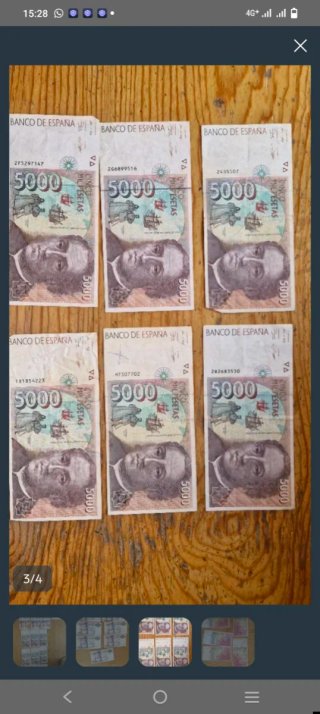 6 Billetes de 5000 Pesetas
