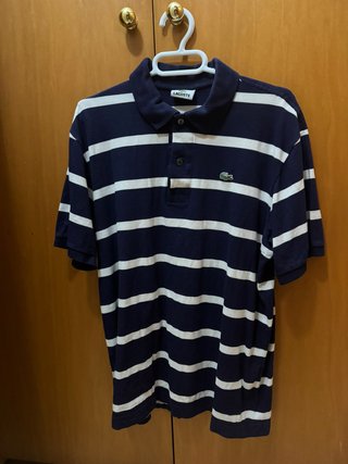 Polo Lacoste Azul Marino a Rayas Talla M