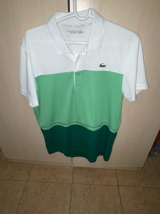 Polo Lacoste Blanco y Verde