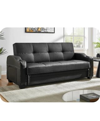 Sofá Cama de Polipiel Negro