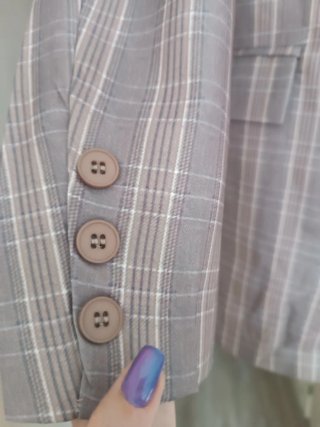Blazer cruzado cuello mao beige/gris