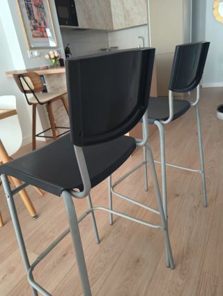 Set de 2 Taburetes de Cocina Negros