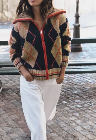 Chaqueta de punto con rombos Zara Talla M
