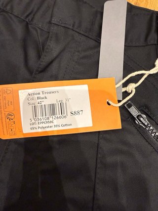 Pantalón Portwest Negro Talla 42