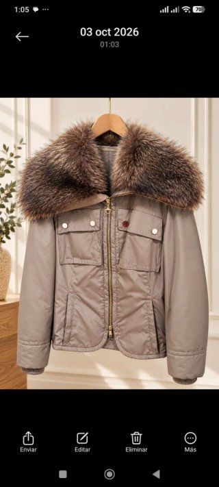Cazadora Gucci cuello de piel detalle horsebit.