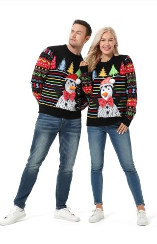 Jersey Navideño Pingüino con LED Talla L