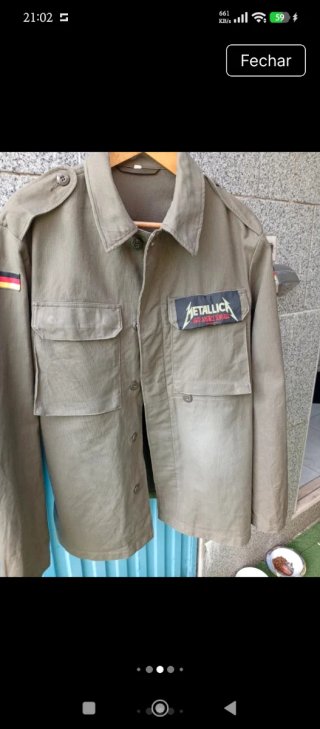 Casaco Militar Vintage Metallica XL