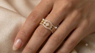 Anillo Dorado con Diseño Geométrico
