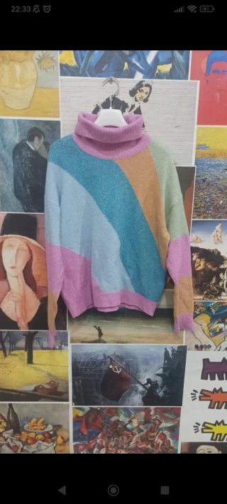 Maglione a collo alto multicolor