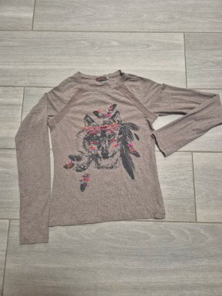 Camiseta Manga Larga Estampado Lobo