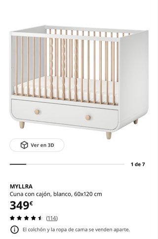 Cuna IKEA MYRELLA con cajón y colchón