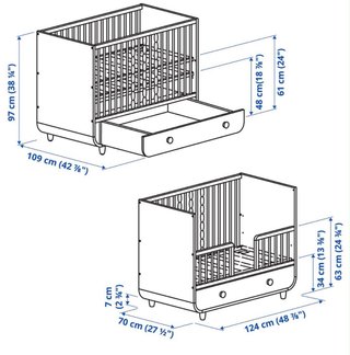 Cuna IKEA MYRELLA con cajón y colchón