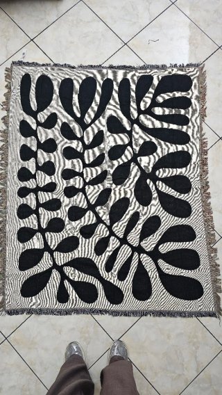 Arazzo Tappeto Fantasia Bianco e Nero
