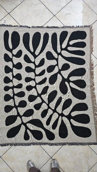 Arazzo Tappeto Fantasia Bianco e Nero