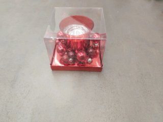 Portacandela Rosso con Decorazioni