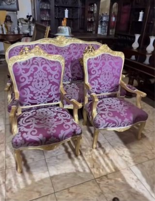 Juego sillones isabelinos tapicería nueva
